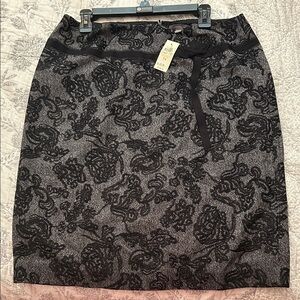 Ann Taylor Black Floral Pencil Skirt